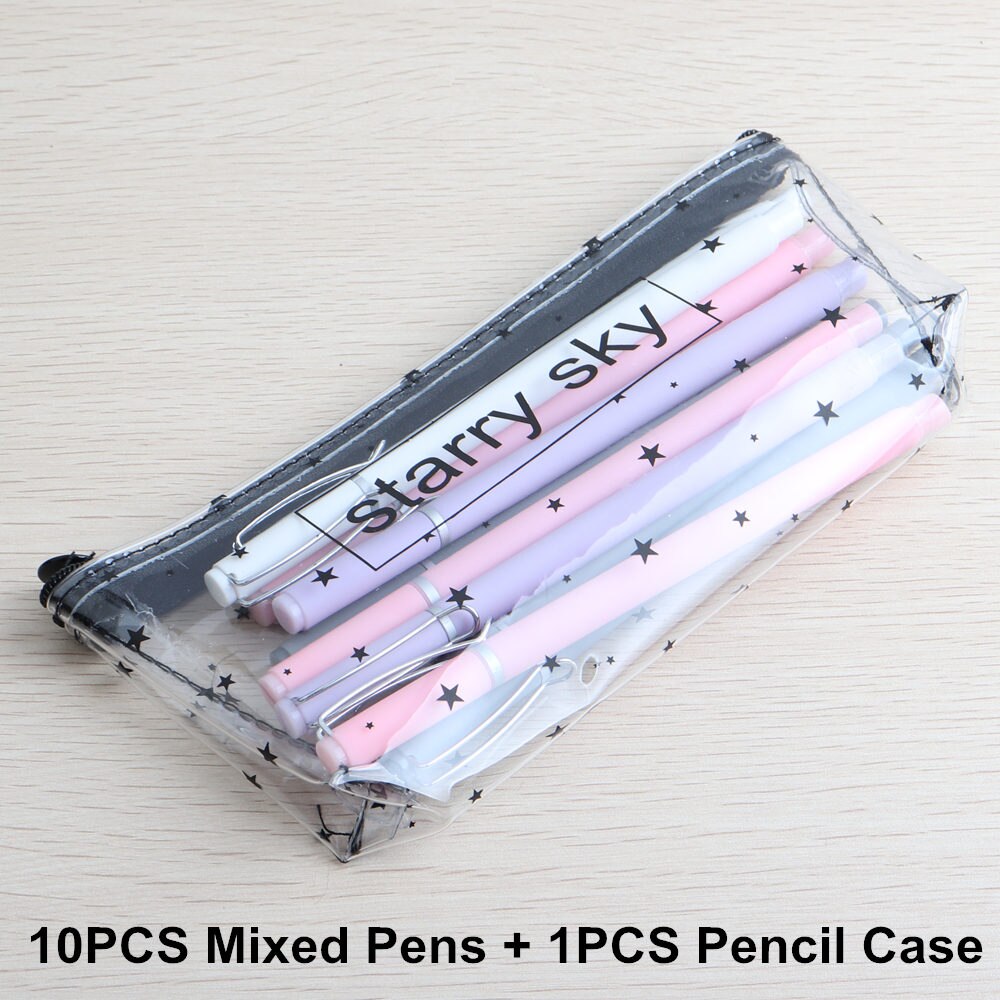 10Pcs/Set Promotional gel pen And Pencil Case Pen Stationery Kawaii Gel Ink Pen School Stationery Office Suppliers Pen