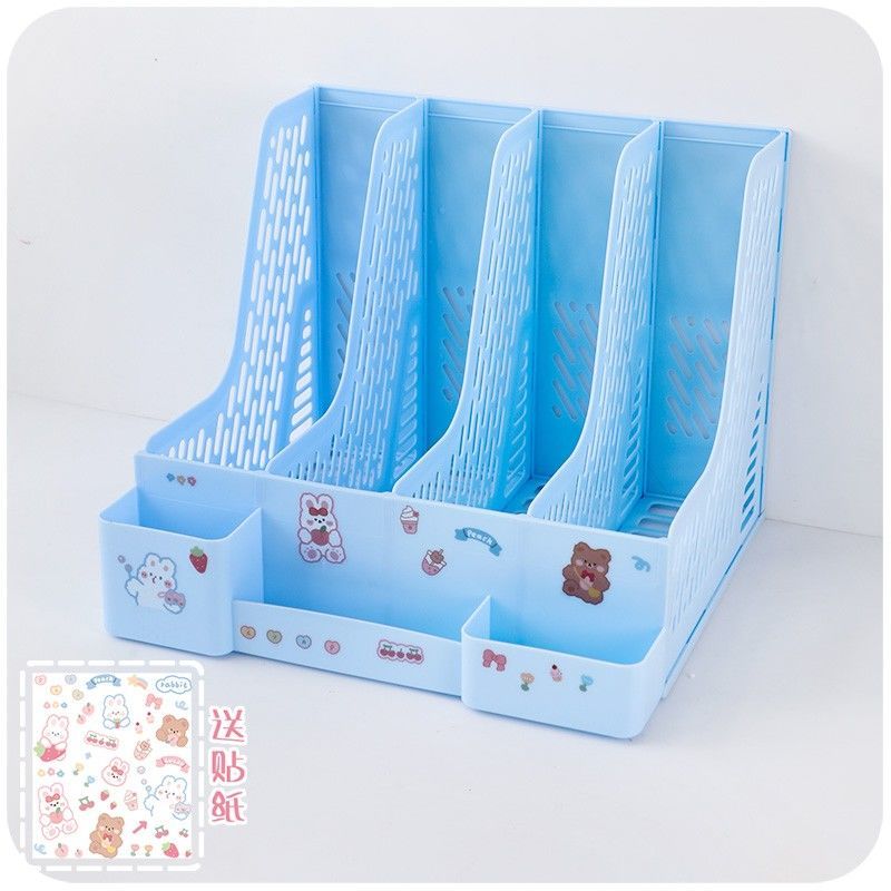 Kawaii Desk Organizer File Tray Desk Book Stand Office Desk Book Storage Box Bookends Book Shelf Stationery Organizer: 4