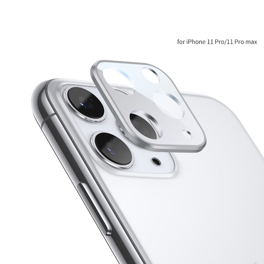 Metal + Tempered Glass Phone Rear Camera Lens Protector Protective Film Cover Case for iPhone 11 Pro Max: Silver 2