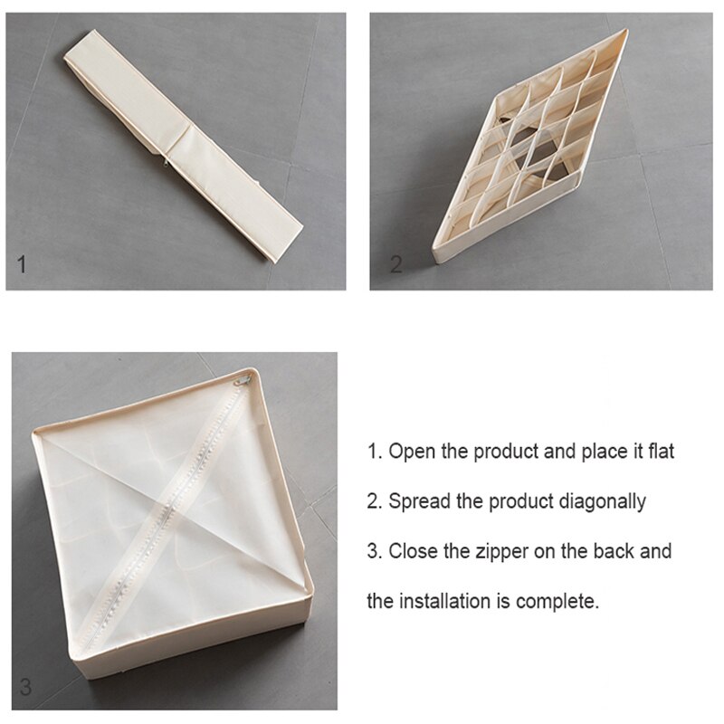 7 16 24 Grids Underwear Storage Organizer Beige Household Closet Drawer Split Storage Box Clothes Organizer for Wardrobe