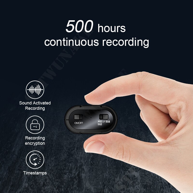 STTWUNAKE enregistreur vocal 500 heures Dictaphone audio son mini espion invisible activé numérique micro lecteur flash