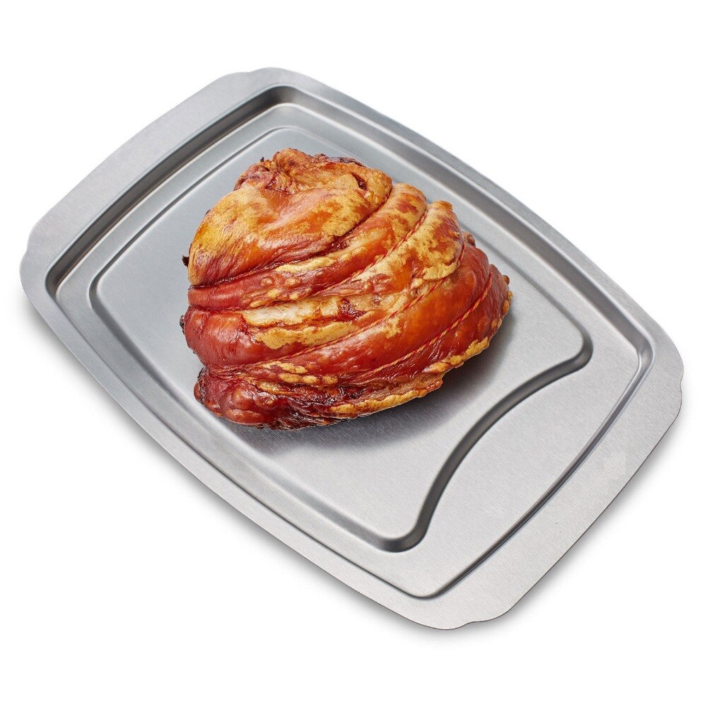 Stainless Steel Roast Meat & Poultry Spiked Carving & Serving Tray 14inch *10.1inch (00369)