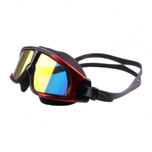 MC-3200 Zwembril Anti-Fog Shockproof Waterdicht Groot Frame Galvaniseren Zwemmen Bril Voor Strand: Rood