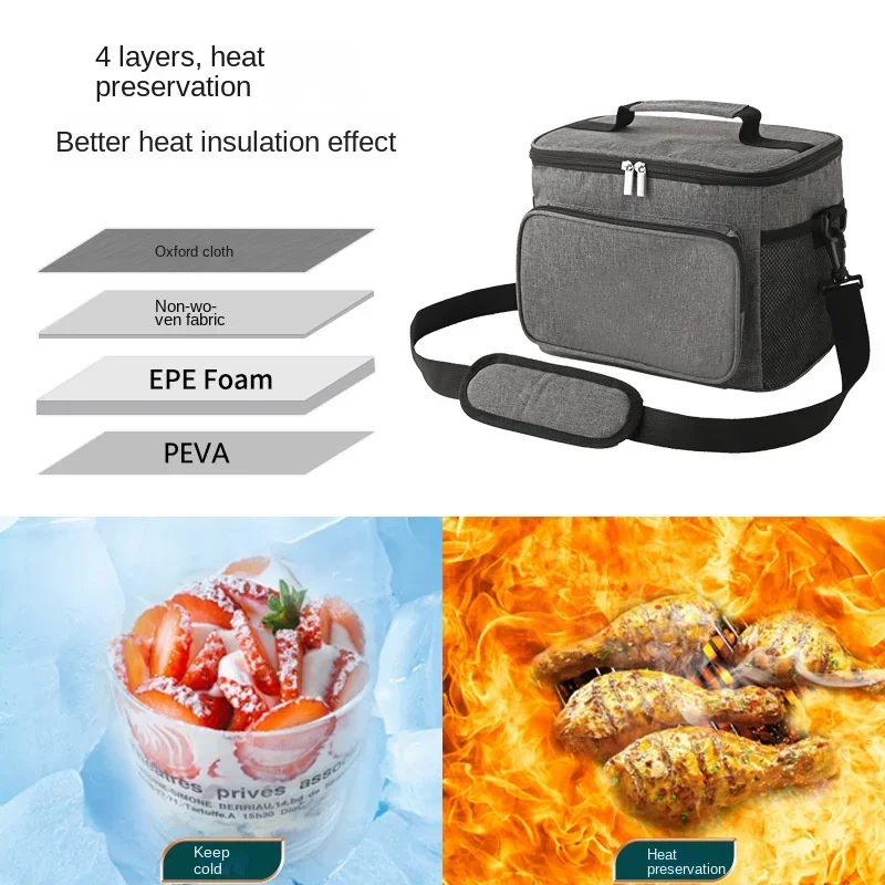 Portable Cooler Bag For Food Thermal Lunch Bag Waterproof Travel Insulated Picnic Box Camping BBQ Family Outdoor Activities