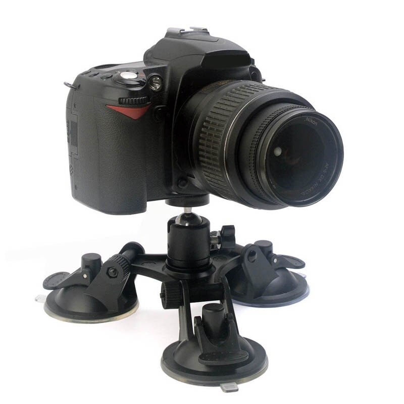Super tri-copa de succión de la cámara DSLR acción Cam videocámara coche soporte de montaje de pared para GoPro Hero 5/4/3 +/3/ SJCAM SJ4000 SP99