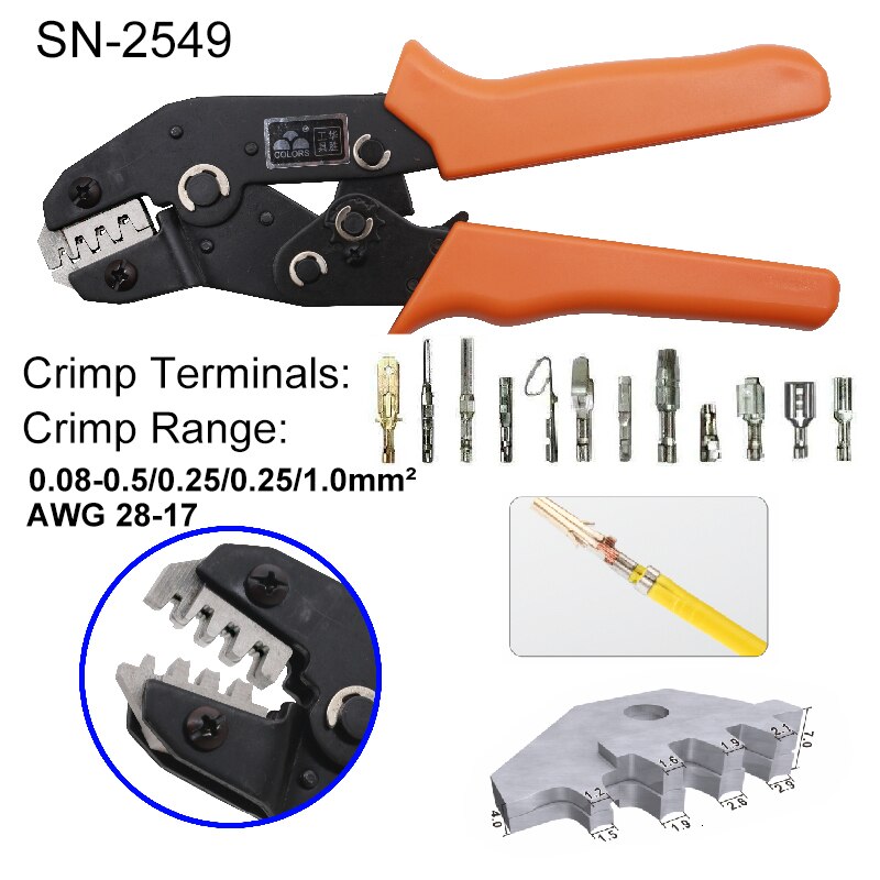 Crimp Tangen Meerdere Matrijzen Set Draad Dupont Terminals Gereedschap Voor Krimpkous Connectors Niet-Geïsoleerde Huls Terminals: SN-2549