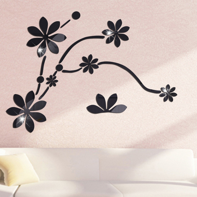 Blume Reben Acryl Spiegel Zauberstab Aufkleber Wandbild Schlafzimmer Wohnzimmer Dekor Hause Dekoration Zubehör