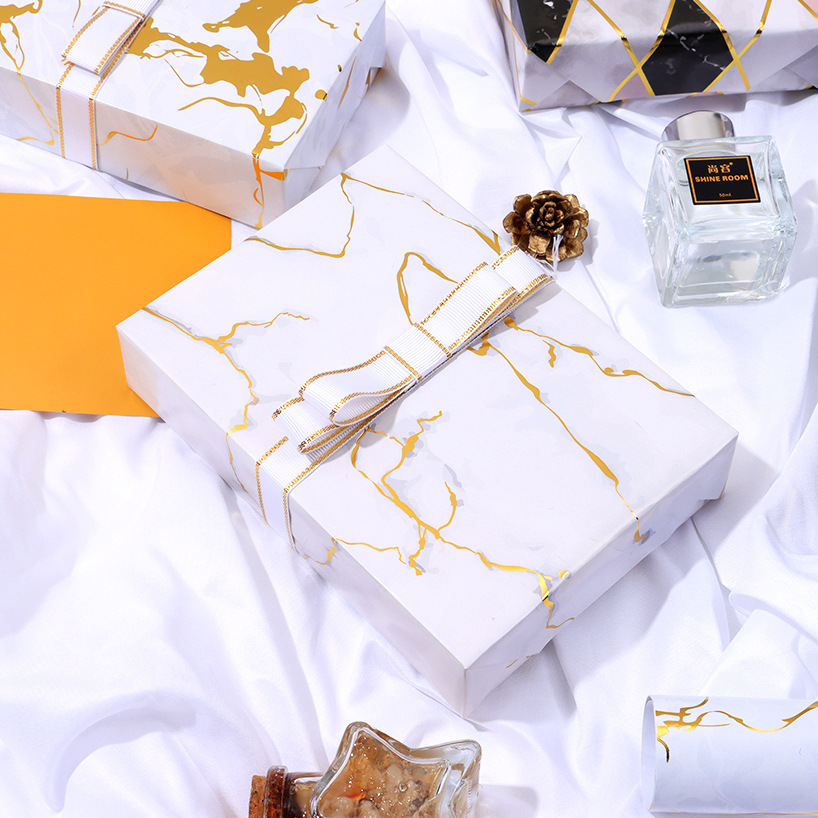 Goud Folie Graniet Textuur Cadeaupapier Marmer Kerst Bruiloft Verjaardag Wijnfles Decoratieve Papier 50*70cm