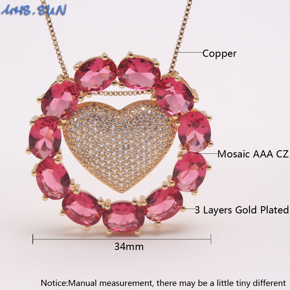 Mhs.sun valentijnsdag sieradenset voor #39 dagen met zirkonia hartvormige hanger, luxe aaa-oorbellen met cz-steentjes voor vrouwen, chokerliefhebber