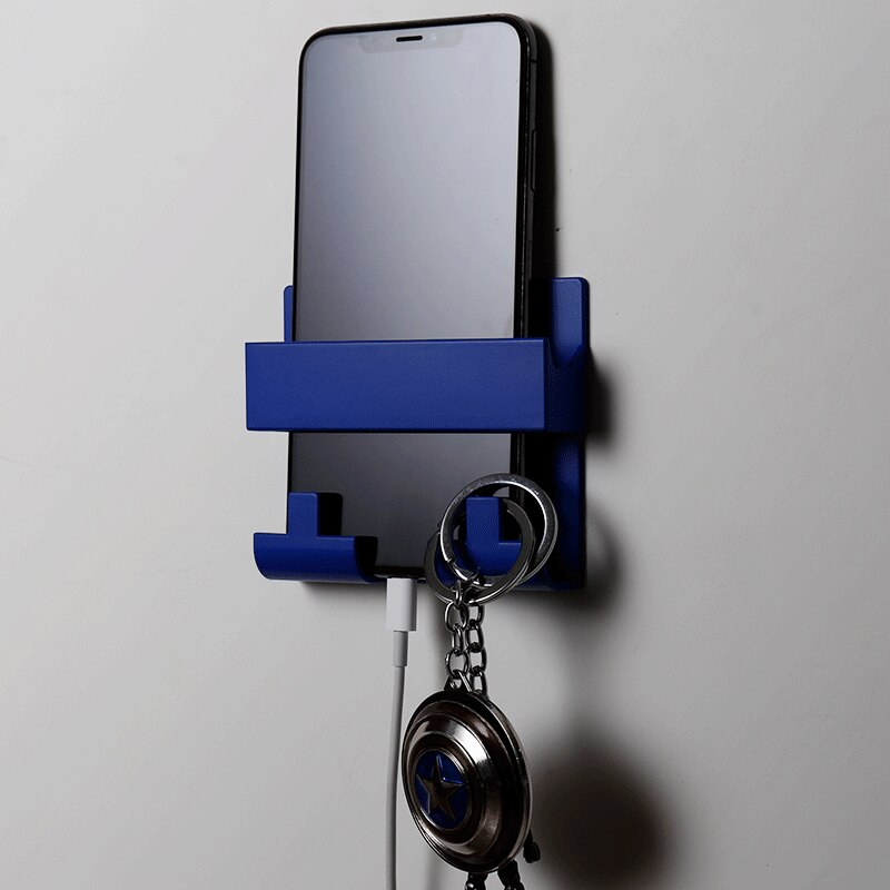 Telefon vægholder pasta vægmonteret opbevaringsstativ smart hængende mobiltelefon tablet oplader holder sømfri lim nøglering