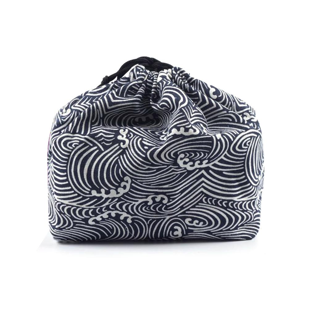 Japanese Style Lunch Box Bag Drawstring Lunch Bag Bento Tote Pouch Portable Lunch Box Storage Travel Picnic Tea Sets Bag: C