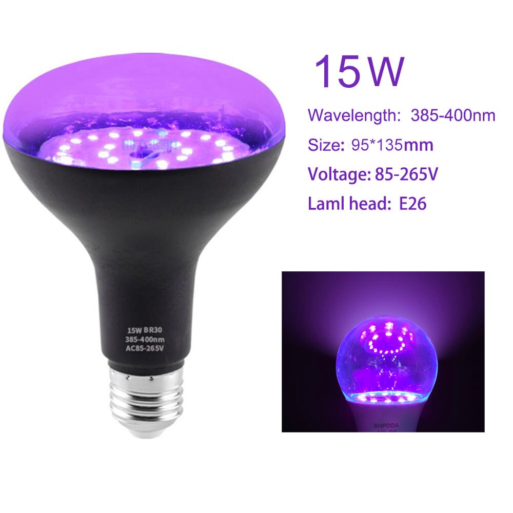Ultraviolet Uv Lamp 8W 9W 9.5W 15W 56W Zwart Licht Fluorescerende Detectie Lamp E26 110V 220V Voor Dj Party Thuis Decoratie: 15W-ZB