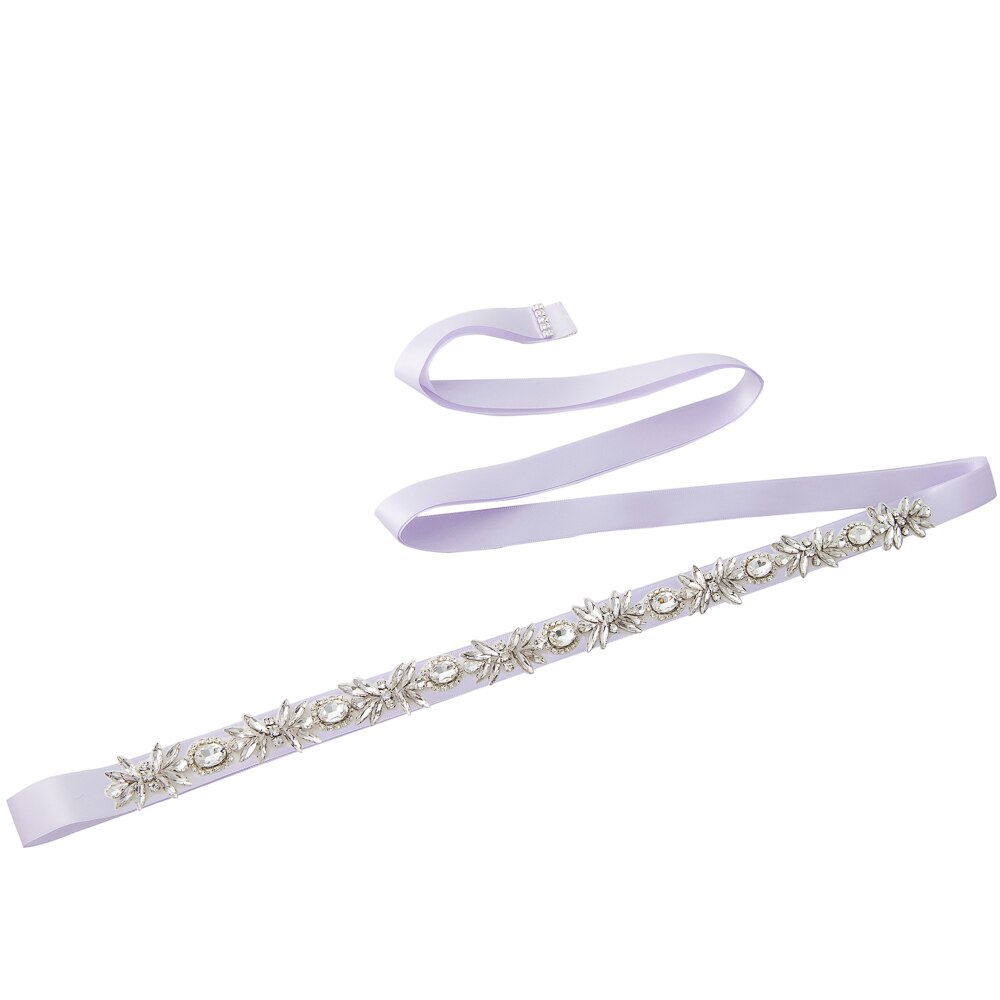 TRiXY S292 Sparkly Rhinestone Belt Wedding Dress Belt Sliver Crystal Bridal Sash Diamond Bridal Belt For Wedding Dress Accessory: lavender
