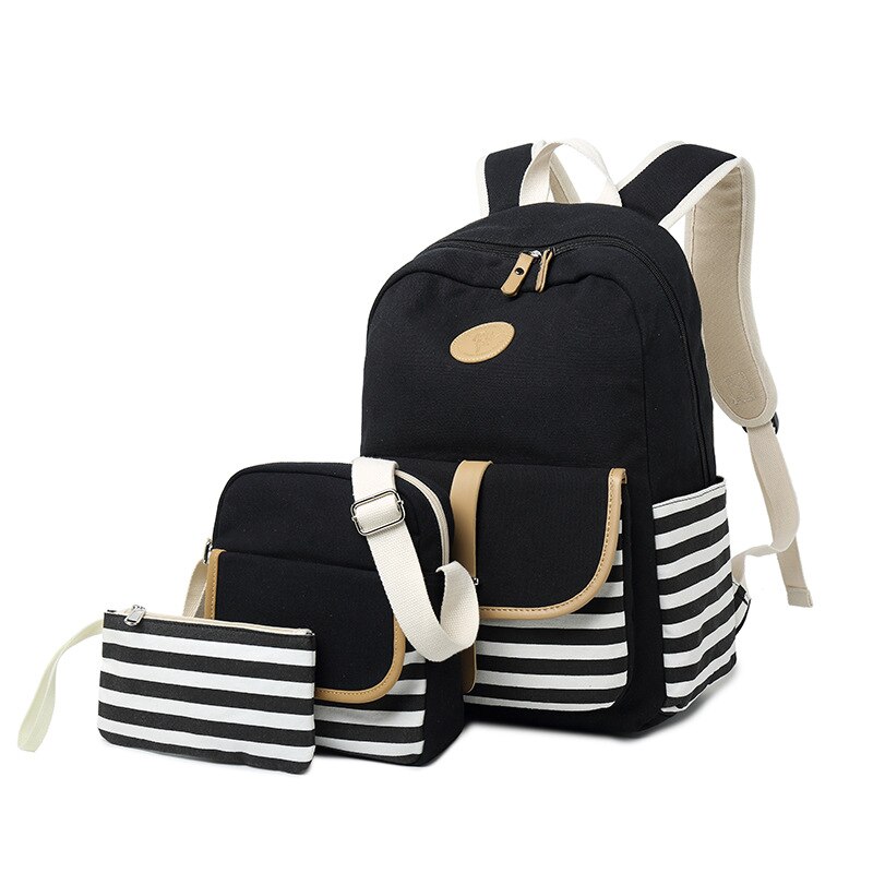 3 stks/set Canvas Fringe Vrouwen Rugzak Student Boek Tas met Portemonnee Laptop College Rugzak Vrouwelijke Schooltas voor Tiener Meisjes