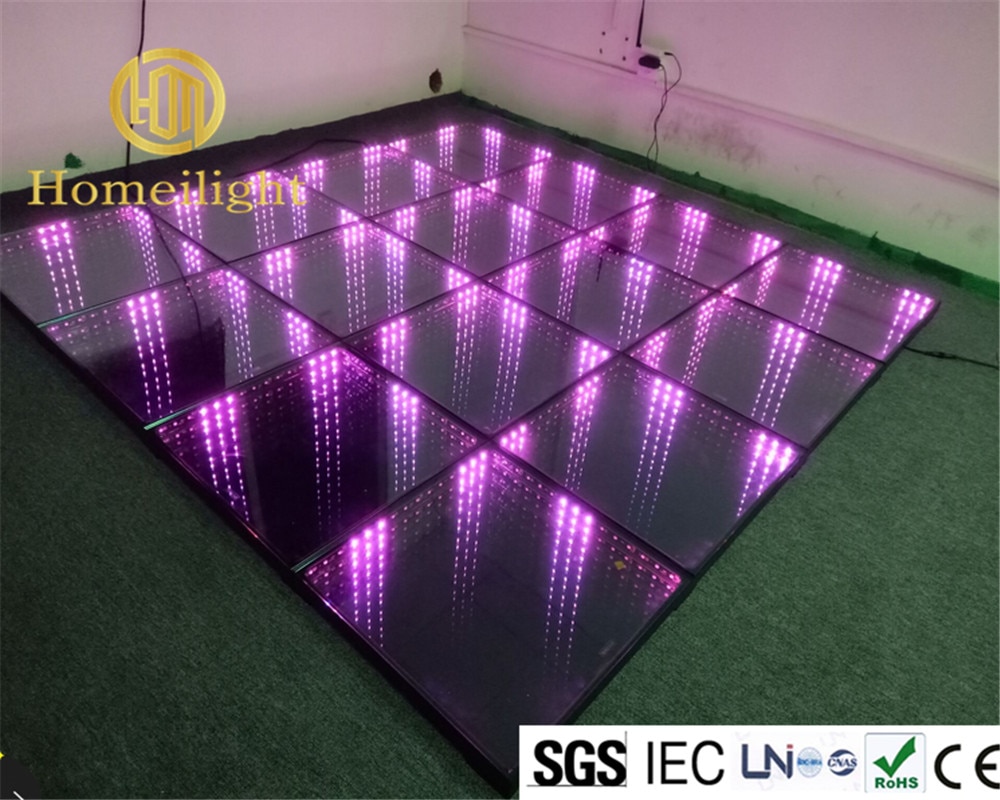 Rgb fuld farve kontrol led dansegulv scene lys fest disco uendeligt spejl 3d led dansegulv