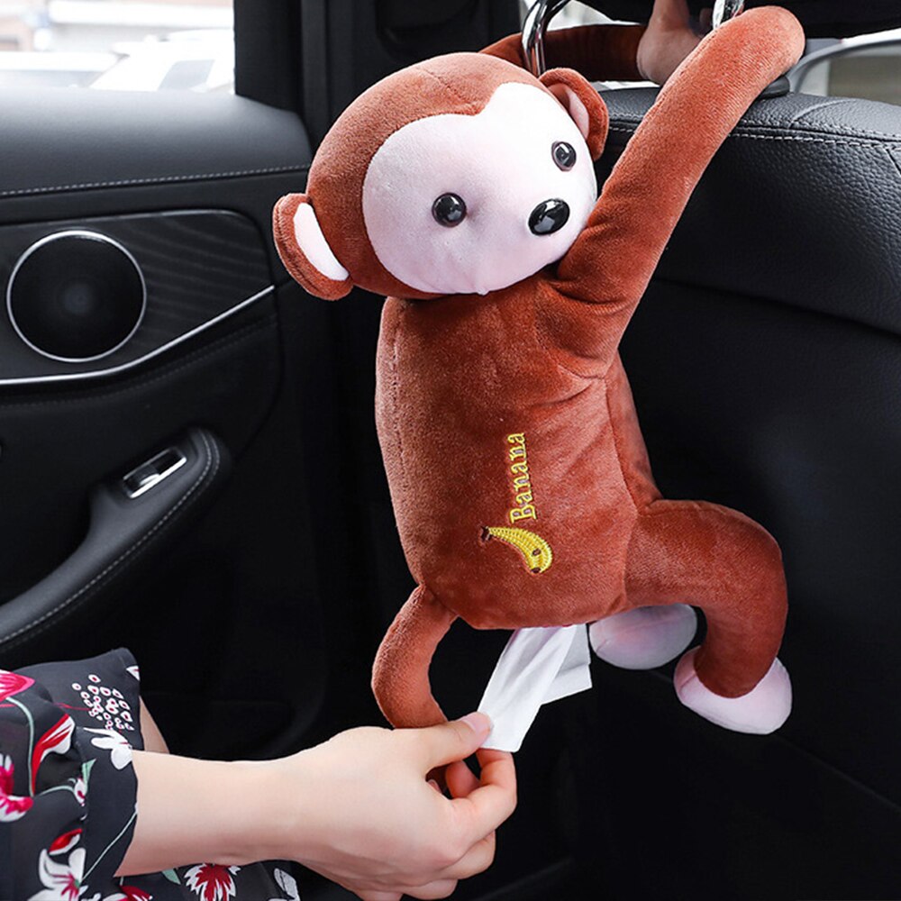 Bil vev boks ape vev holder bil serviett holder tegneserie veske boks bil papir boks bil internt tilbehør