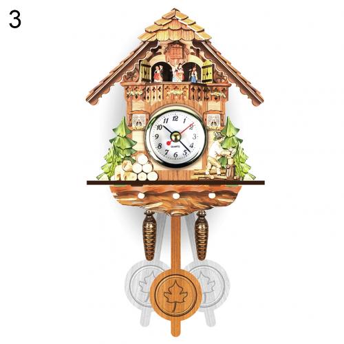 Reloj de cuco de resina 3D hecho a mano de madera antigua nórdica, colgante de pared, llamada de pájaro, campana de tiempo, cronometraje, oscilación automática para niños Roo: 3