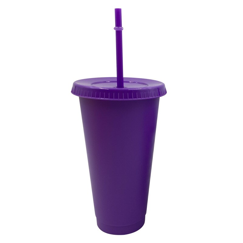 Plastic Stro Cup Multifunctionele Kerst Dag Stro Fles Outdoor Draagbare Leuke Waterfles Kantoor Drank Koffie Mok: L dark purple