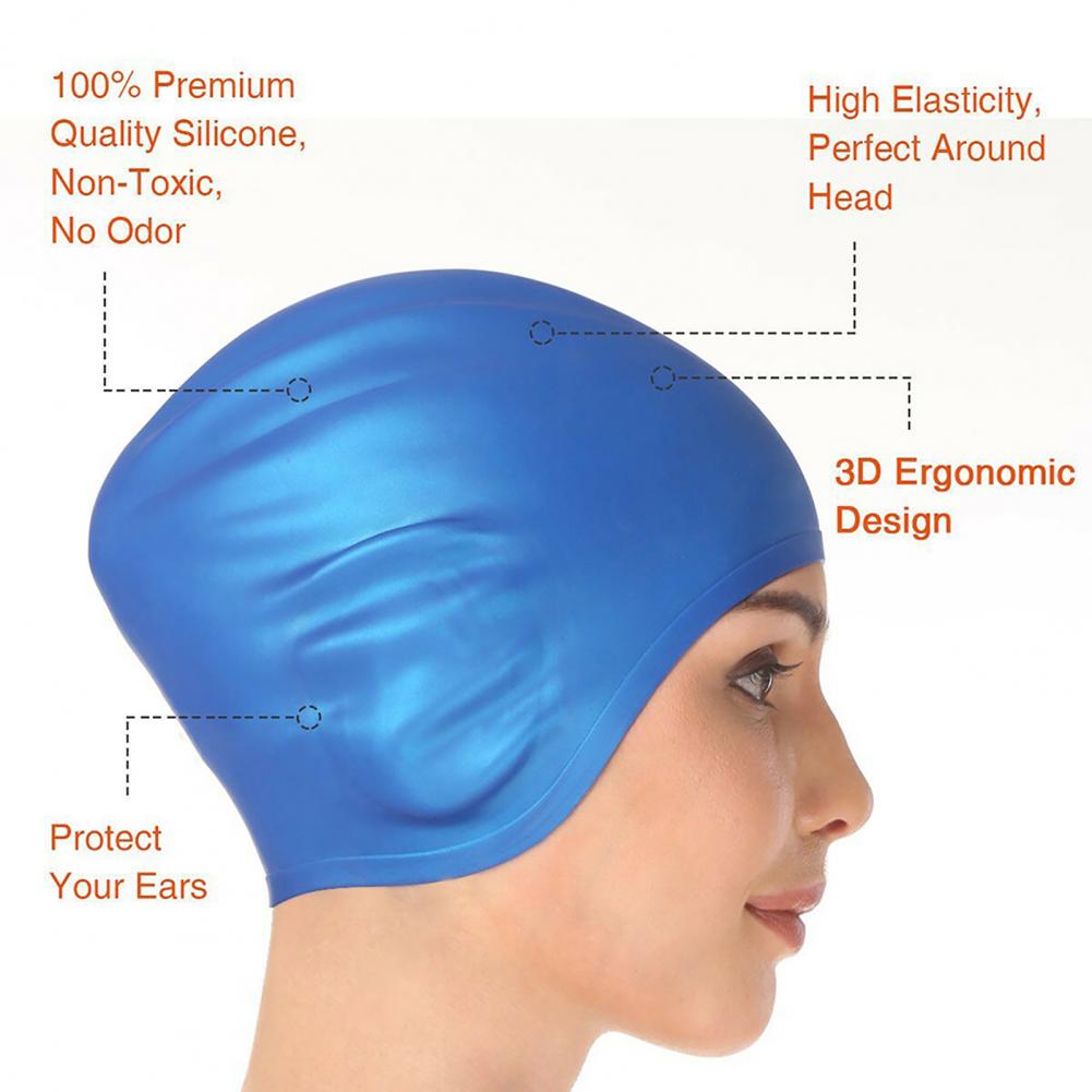 Elastic Silicone Waterproof Swim Cap Elastic Put on Easily Silicone Silicone Swimcap Long Hair for Training