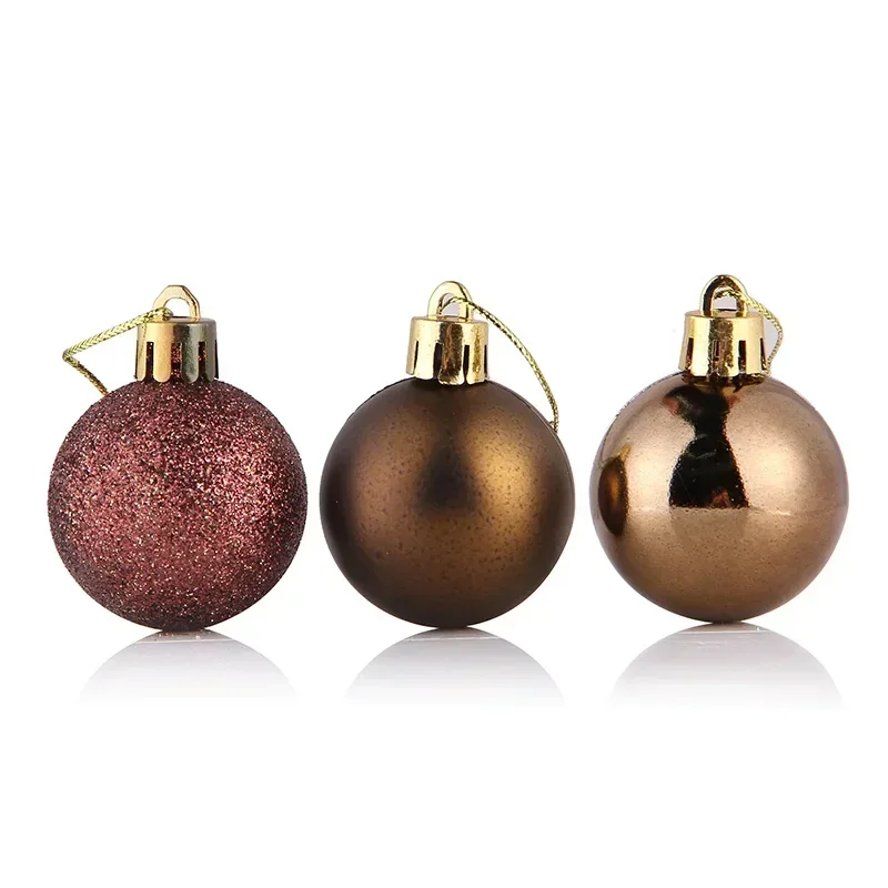 24pcs/Box Christmas Balls Christmas Tree Ornaments Christmas Decoration for Home Party Christmas Hanging Pendant Christmas Balls: Dark Khaki / 4cm