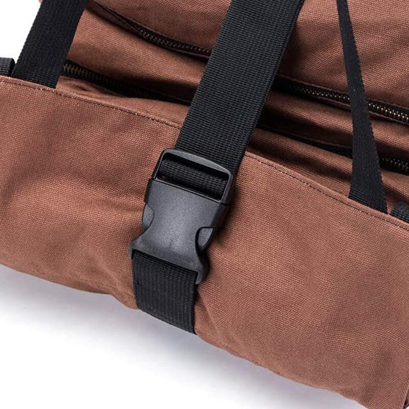 Bruin Multi-Purpose Tool Roll Up Tas Moersleutel Roll Pouch Canvas Tool Auto Ehbo-kit Opknoping Tool Rits carrier Tote