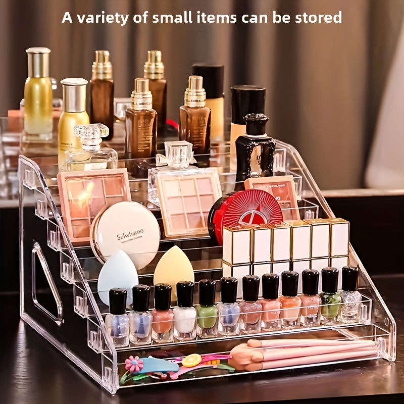 1pc 7- vånings akryl nagellackshållare, bänkställ för färger, eteriska oljor, smink, genomskinlig förvaringshållare