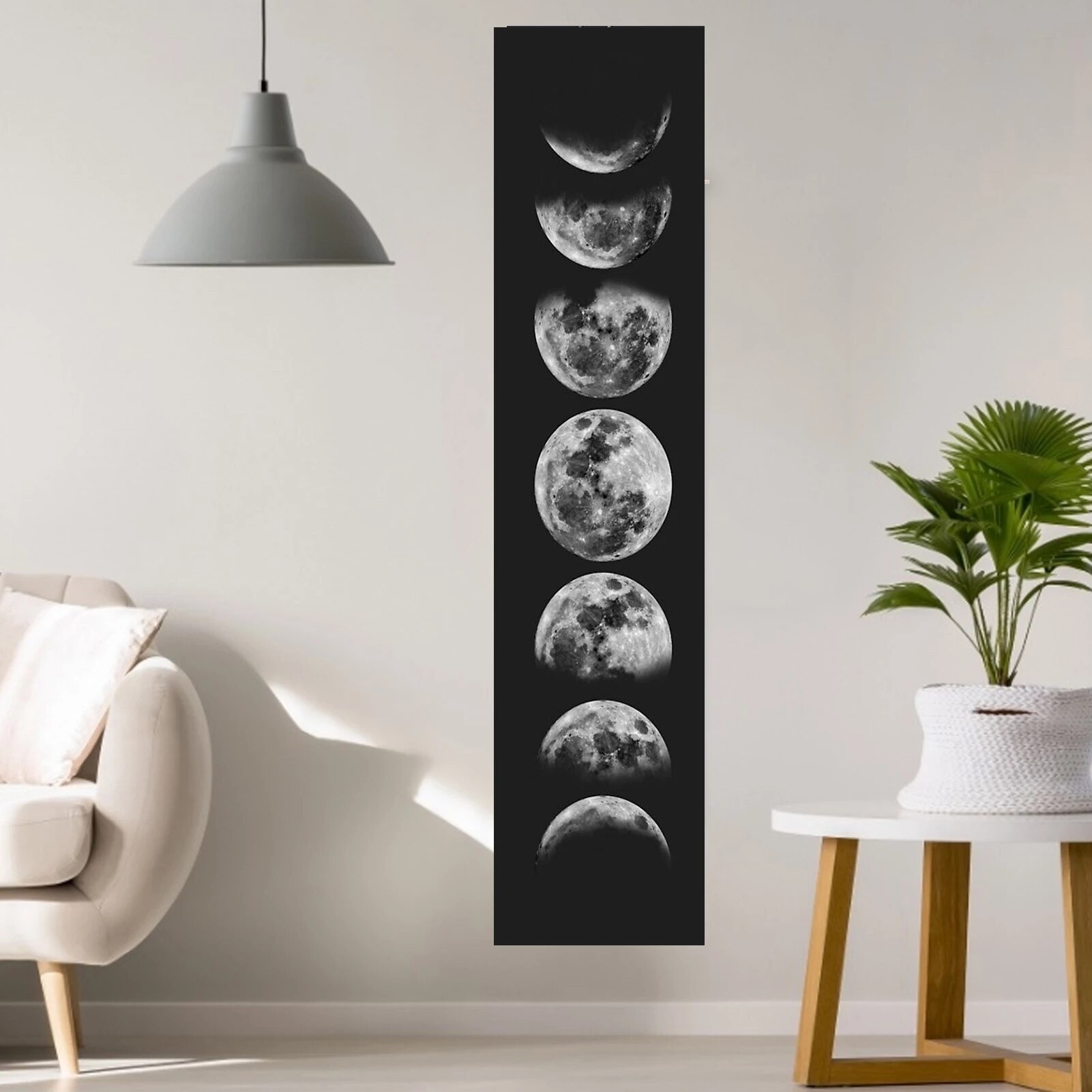 Moon Phase Tapestry Black Galaxy Night Sky Wall Hanging Psychedelic Moon phase Throw Blanket Home Decor Wall Hanging tapestry: 2