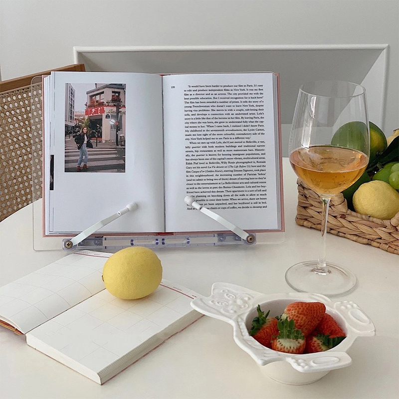 Étagère transparente en acrylique pour livre de lecture, support plat réglable pour tablette et PC