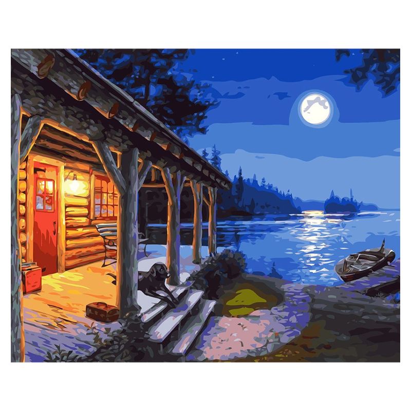 Paint For Adults and Kids DIY Oil Painting Kits Pre-Printed Canvas Cabin 2XPF