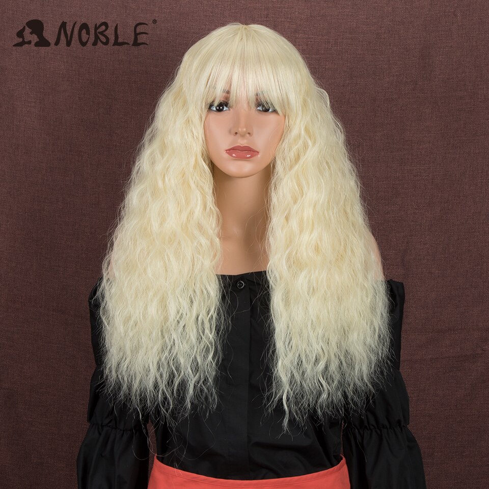 Noble Synthetische Pruik Met Pony Cosplay Pruik Lang Golvend Womens Pruik Gekleurde Pruik Ombre Blonde Pruiken Voor Vrouwen Synthetische Pruik: 613