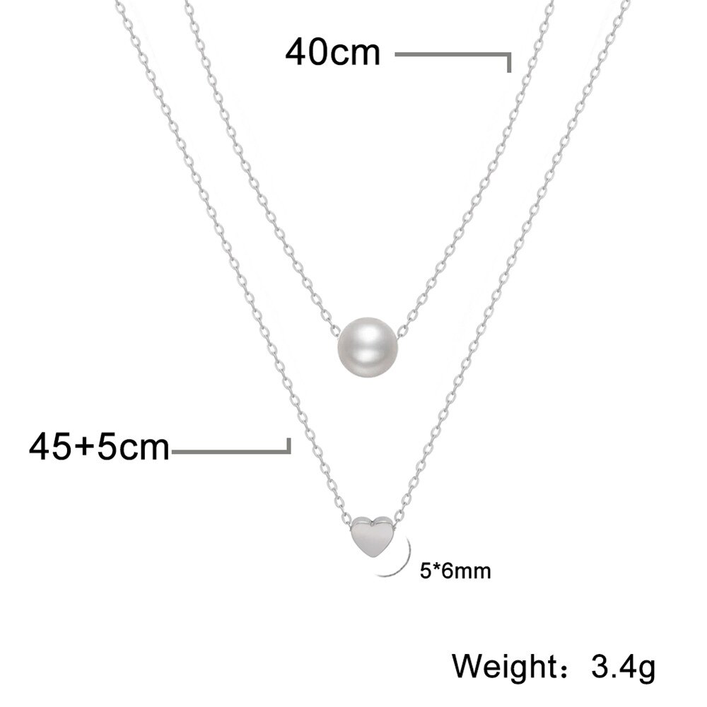 Skyrim Tiny Heart Choker Necklaces Stainless Steel Double Layered Beads Chain Necklace Women Aesthetic Jewelry Mother Day: RED-BROWN