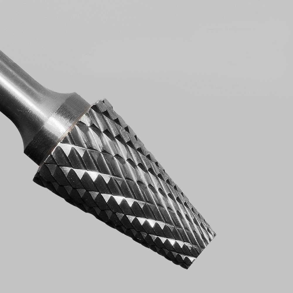 Conical Flat Head Hard Tungsten Steel Wood Carving Tool Grinding Head Milling Cutter S-shaped Rotating Cutter Double Slot