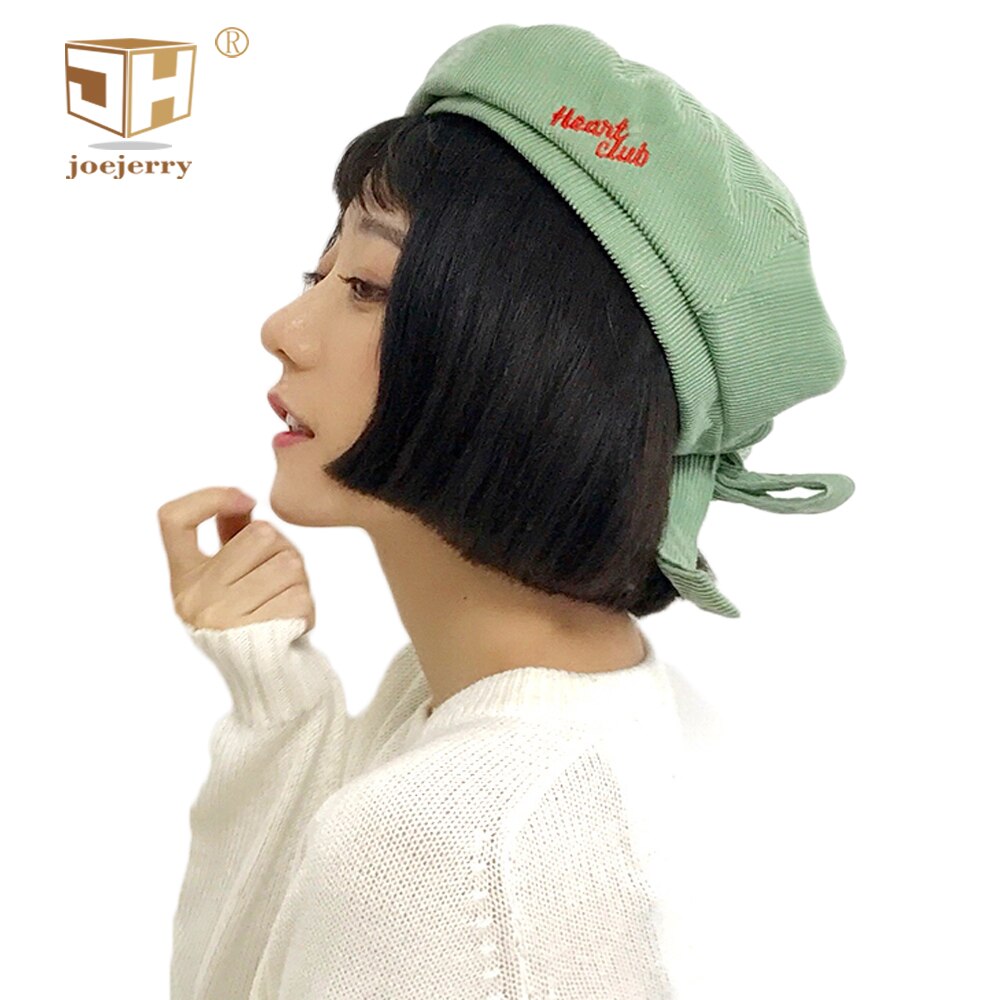 Boina joejerry bonita para mujer, gorra plana, sombrero de pana bordado, boina para chicas, novedad