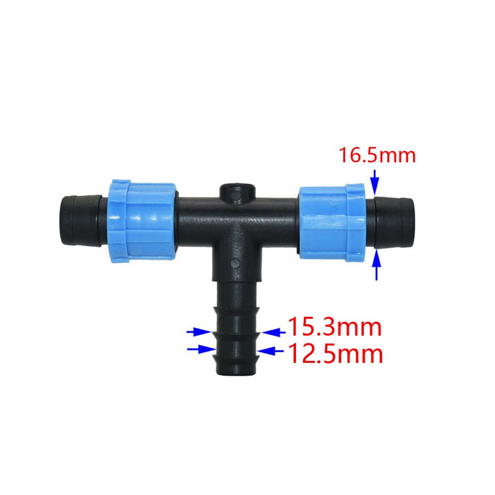 1pc 16mm 5/8'' Irrigation Drip Tape Connectors Tee Garden Tap Threaded Lock Hose Splitter 1/2 3/4 Thread 2/3-Way Tube Joints: C
