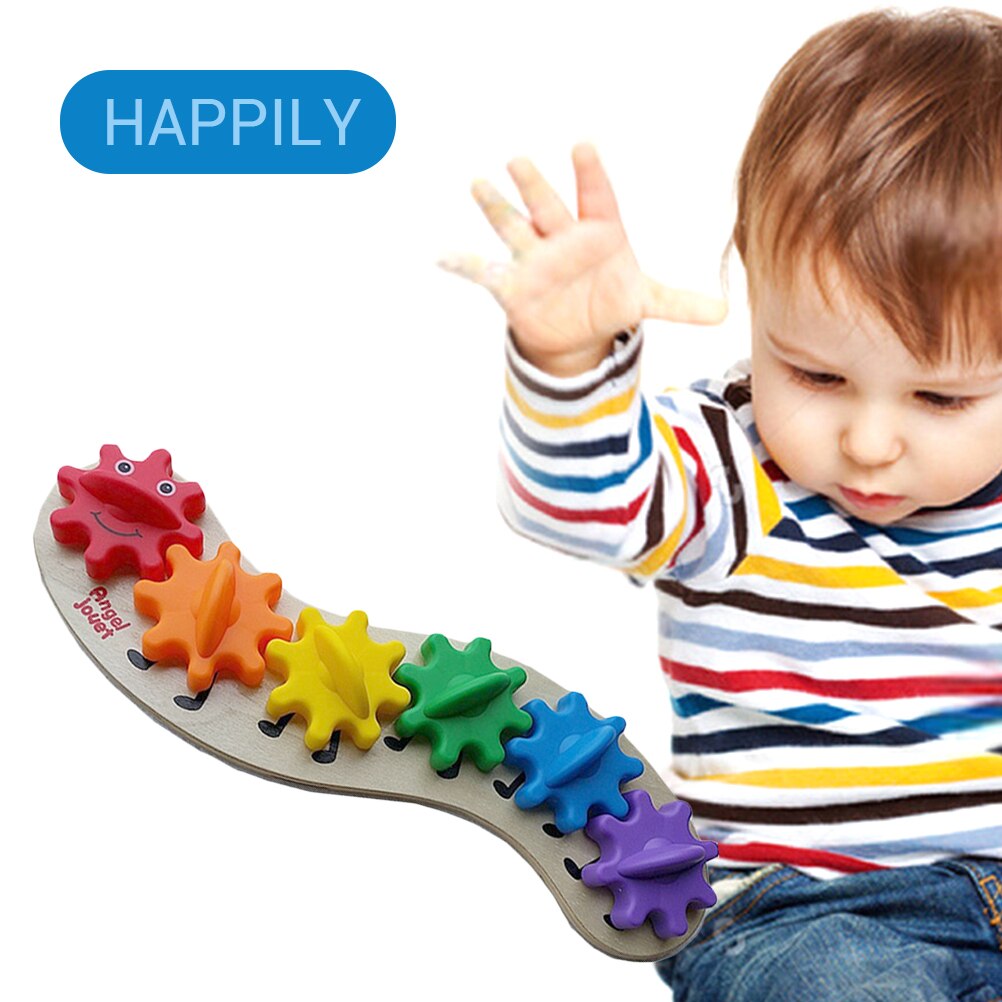 freundlicher Bildung Holz Getriebe Montage Raupe Spielzeug Montage Blöcke Bunte Sortierung Farbe Kognitiven Bord Spielzeug
