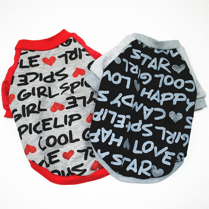 Vêtements de imprimé chien vêtements pour petite lettre mignonne chiens vêtements coton chien chemises vêtements pour chien de compagnie vêtements pour chien