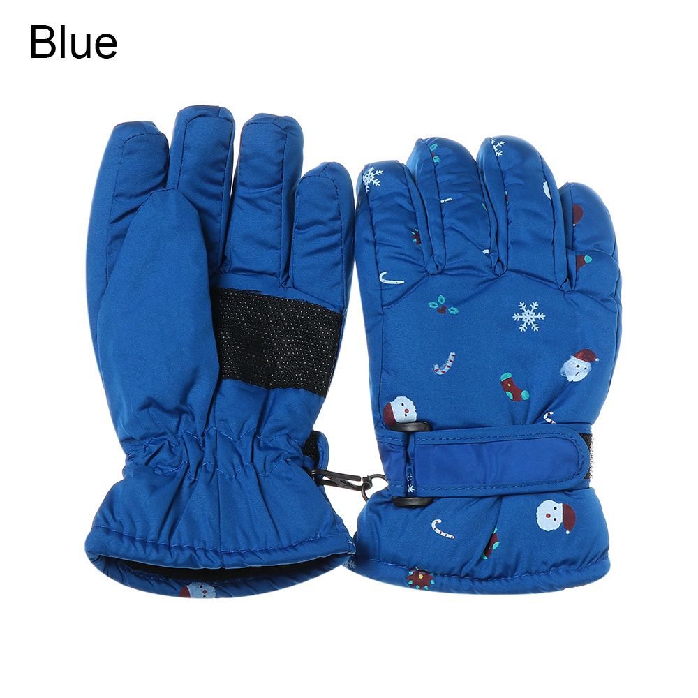 1 Paar Kinderen Ski Handschoenen Lange Mouwen Wanten Winter Winddicht Waterdicht Dikke Warm Antislip Herten Konijn 7-14 Jaar Oud: Blue