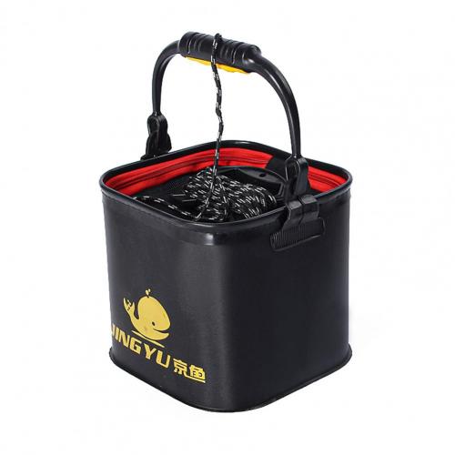 Cubo de pesca multiusos, Cubo de pesca Plegable, portátil, grueso, multifuncional, contenedor de cebo vivo para peces: Black S