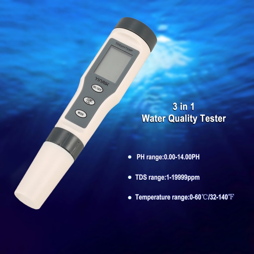 3 in 1 Digital Water Analyzer pH Monitor TDS Temperature Meter LCD for Aquarium Acidometer Thermometer Measurement