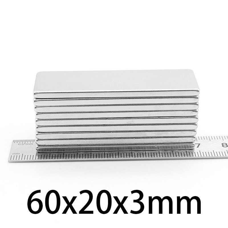 1-15 kpl 60 x 20 x 3mm neliön voimakas magneetti 60 mm x 20 mm x 3mm n35 vahvaa neodyymimagneettia 60*20*3mm kestomagneettilevyä 60*20*3
