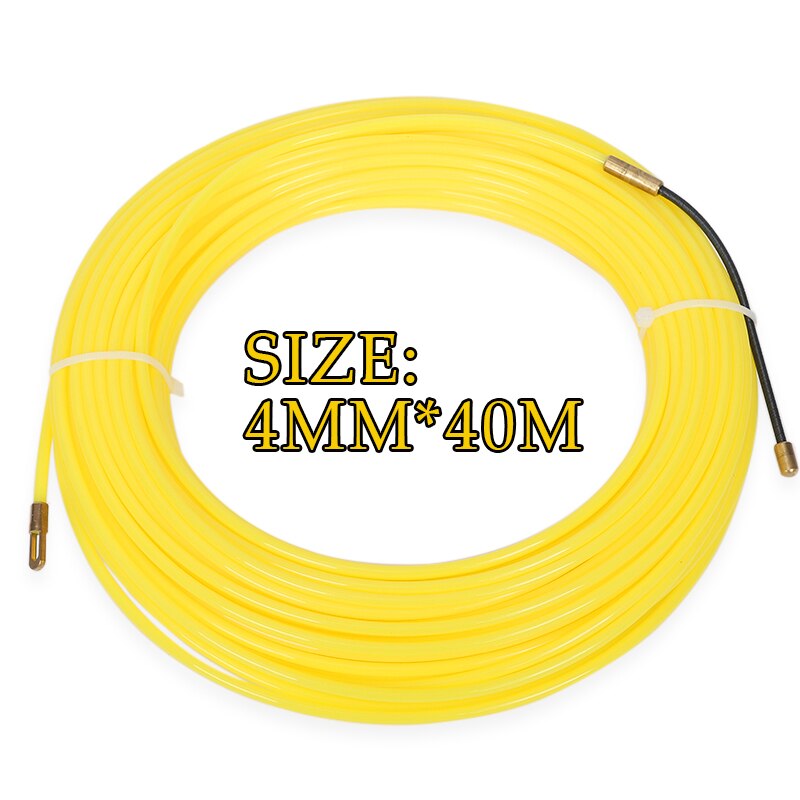 4mm 5-40M Tape Puller Extractor Guide Device Yellow Nylon Wall Wire Lead Wire Puller Cable Electrician Spring Puller Lead: 40M