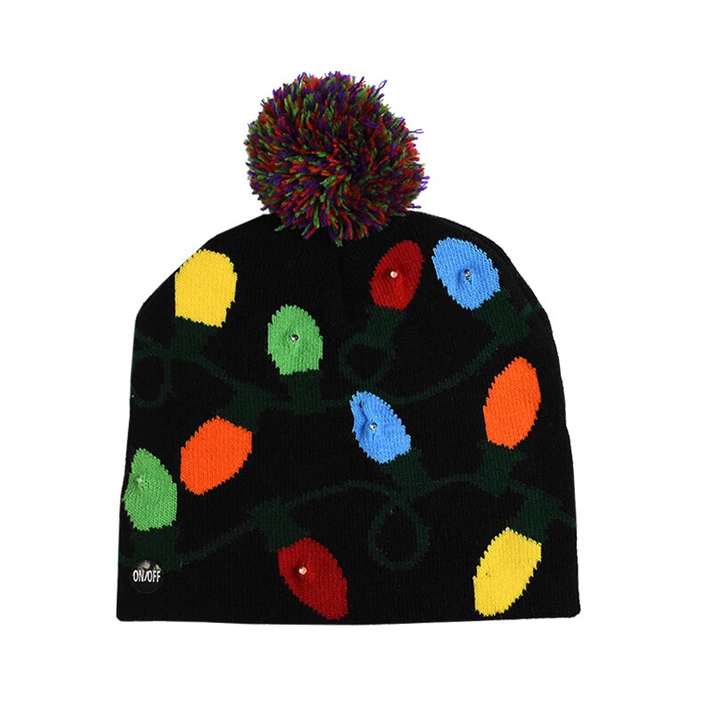 Julehuer beanie sweater led lys strik hue julepynt natal elg hue lys op strikket hue til børn: B10