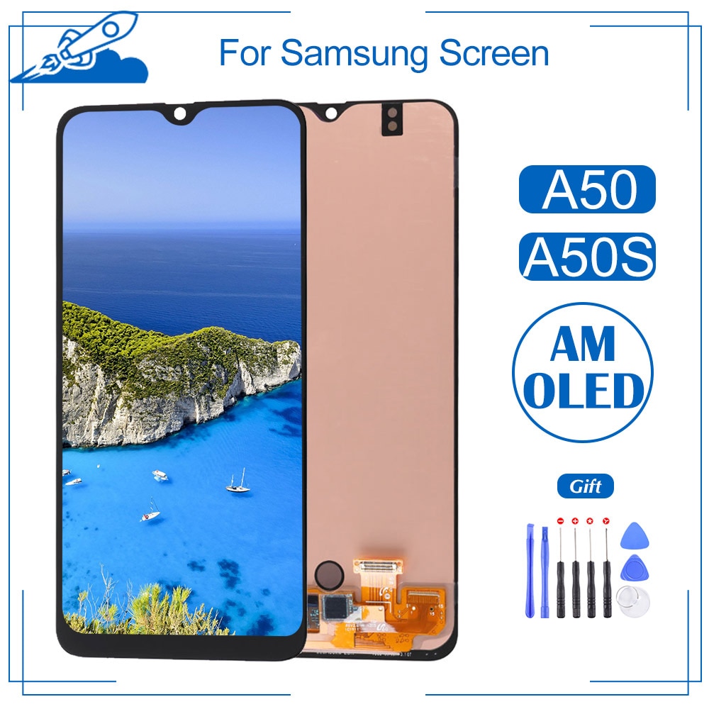 Best OEM For Samsung Galaxy A50 A50S LCD Touch Screen Display OLED Digitize Assembly Replacement Frame With