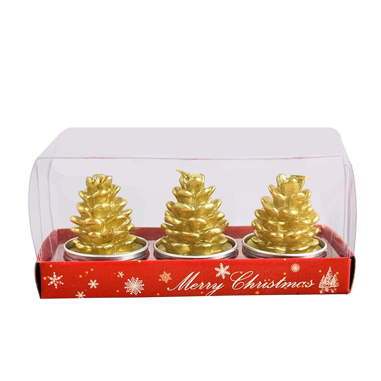 3pcs/set Christmas Candles Santa House Snowman Christmas Tree Paraffin Candles Wedding Home Party Candles Decor Light #YL5: E