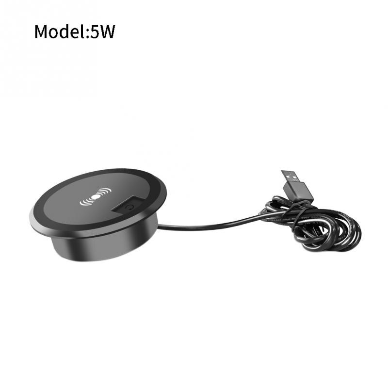 Meubles de bureau rapide téléphones mobiles maison USB Table intégrée ronde gain de place monté chargeur sans fil bureau en plastique: 5W