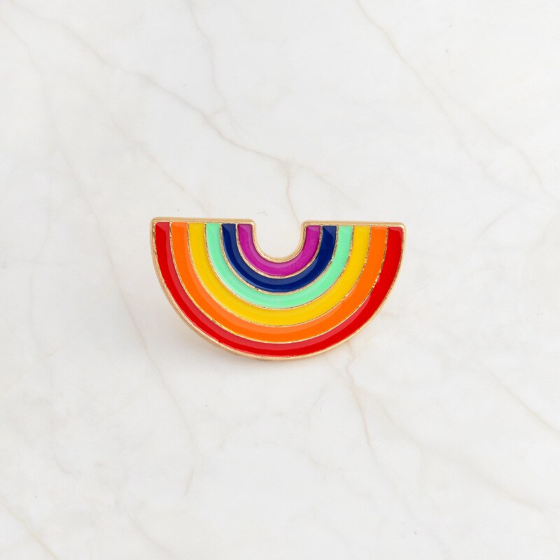 1 Stuk Leuke Cartoon Badge Regenboog Corsage Set Rainbow Cloud Geschilderd Metalen Broche Zak Jas Decoratie Broche Badge Revers Pin