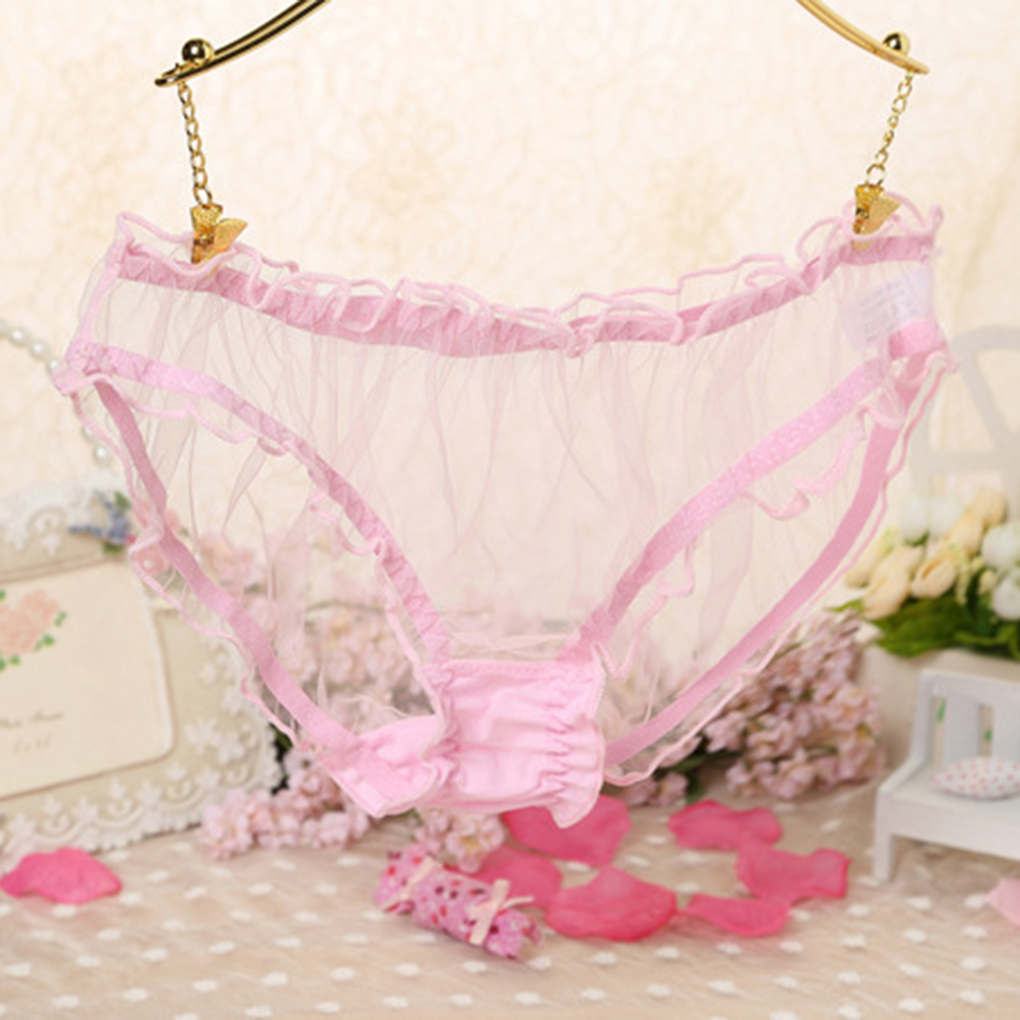 Slip Transparent pour femme filles dame culotte à volants bord maille tentation sous-vêtements: 5