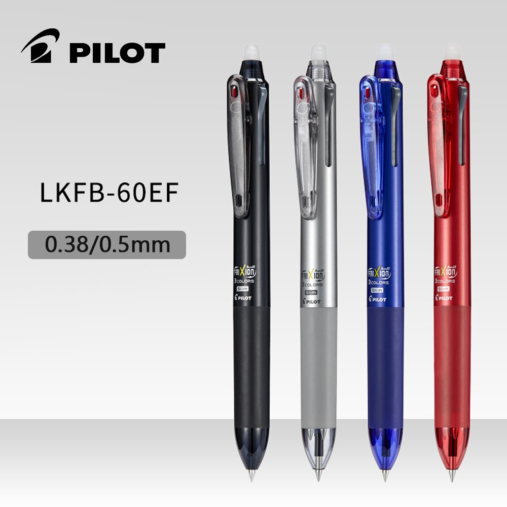 Pilot Frixion Three-color Erasable Pen LKFB-60EF 60UF Press Multi-function Pen 0.38/0.5mm Grinding Friction Pen Student
