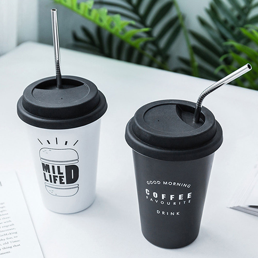 500ml kaffemuggar förtjockade kaffemuggar i rostfritt stål tekoppar stor resemugg campingmuggar kaffekopp med lock