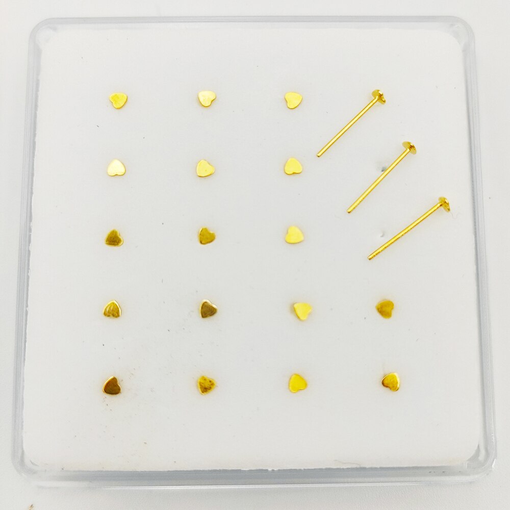 925 Sterling Zilveren Hart Neus Stud Tiny Neus Pin Piercing Sieraden 20 Stks/pak: Gold straight end